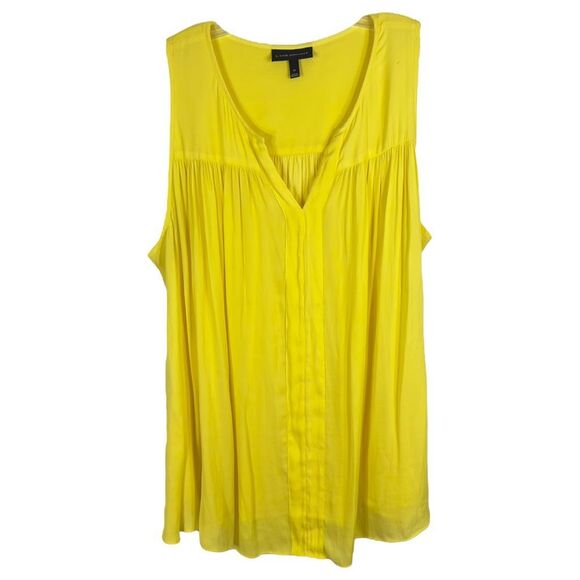 Lane Bryant Plus‎ Size 22 24 Top Yellow Chiffon Sleeveless Flowy Long Tunic 1349 - Picture 1 of 8